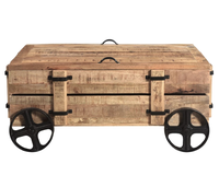 Table basse industrielle enroulable avec espace de rangement design solide vintage