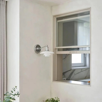 Fenêtre coulissante verticale antivol intégrée, en acier inoxydable moderne, avec moustiquaire de sécurité, cadre en alliage d'aluminium, insonorisée, pour escalier