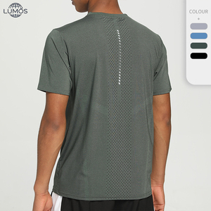 Camiseta Deportiva de Nailon de Secado Rápido para <span class=keywords><strong>Hombre</strong></span>, Cuello Redondo Holgado, Estilo Seda de Hielo, Manga Corta para Gimnasio, Running y Entrenamiento - Product Image 2