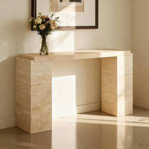<span class=keywords><strong>Table</strong></span> <span class=keywords><strong>Console</strong></span> en Travertin Beige Clair Moderne, <span class=keywords><strong>Table</strong></span> d'Entrée en Pierre Naturelle, Meuble de Salon - Product Image 6
