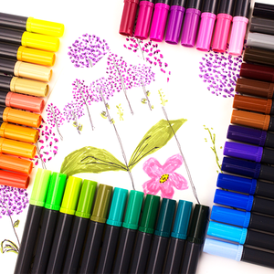 KHY Permanent <strong>Coloured</strong> Soft Flexible 48 Water Color Dual Tip Brush Fineline <strong>Adult</strong> Kid Coloring Book Marker <strong>Pen</strong> - Product Image 2