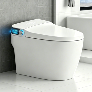 Bidet intelligent moderne allongé sans réservoir avec télécommande, ouverture/fermeture automatique, chasse d'eau automatique, affichage numérique et lumière d'ambiance - Product Image 1