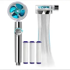 High Pressure Handheld Turbo Fan Shower Hydro Jet Shower Head Kit with 3 Filters Turbocharged Shower Head