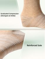 Chaussettes de compression médicale en viscose de bambou sans orteils, hauteur genou, pour femmes, rafraîchissantes, à bout ouvert, 15-20 mmHg