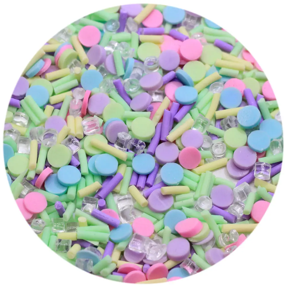 Nguồn Cung Cấp Làm Đẹp Móng Tay Đất Sét Polymer Trái Cây Kẹo Confetti Acrylic Kim Cương Klei Bùn Hạt Phụ Kiện Trẻ Em Slime Filler