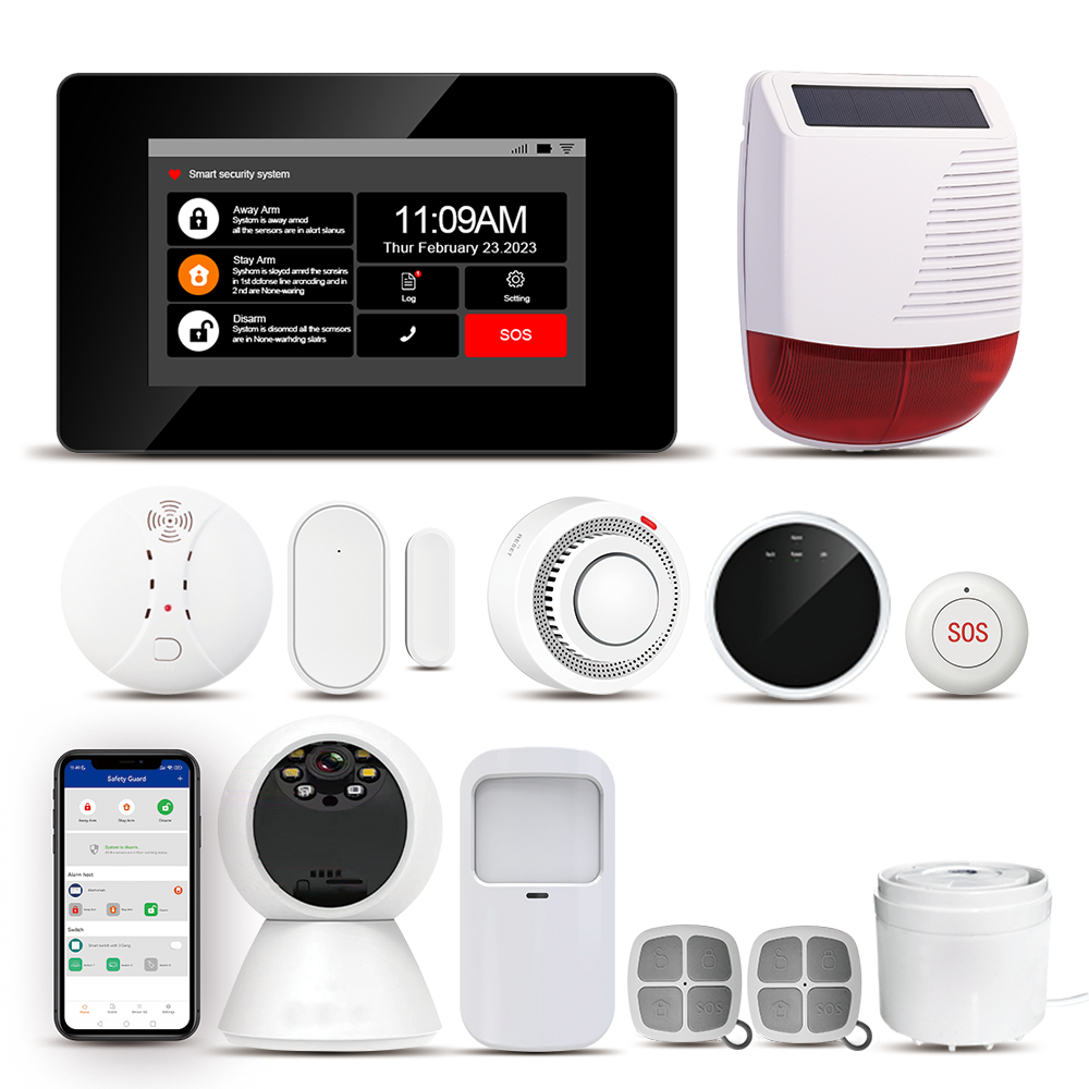 2026 New Arrival Kooyii Smart Home Security Alarm System 4.5 Inch Touch Screen 4G WiFi Intruder Alarm System Real-time Alert