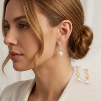 Boucles d'oreilles pendantes élégantes plaquées or avec perles, style français, pour femme, bijoux de mariage vintage de luxe, boucles d'oreilles en zircon