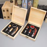 Cadeaux de promotion Ensemble d'ouvre-bouteille de vin avec boîte de rangement en bois Tire-bouchon Ouvre-bouteille de vin Ensemble d'outils
