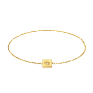 Bracelet à breloque lettre O en acier inoxydable 12x14cm plaqué or, bijoux de mode unisexe - Product Image 2