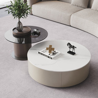 Drehbarer Wohnzimmer-Couchtisch Hochwertiger Aufbewahrungstisch Italienischer Teetisch mit Beistelltisch Minimalistisches Möbelset