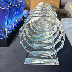 Pujiang Hot Selling Octagonal Crystal Glass <strong>Trophy</strong> <strong>Plaque</strong> Laser Engraving Waterproof Design Sandblasting Technique for Sports - Product Image 4