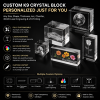 Bloc de cristal transparent personnalisé avec logo gravé au laser 3D, bloc de cristal vierge pour cadeaux d'affaires, fourni directement par l'usine HBL