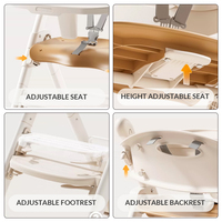 Chaise haute bébé 2-en-1 avec bureau d'étude, réglable en hauteur, pliable, roulettes mobiles, anti-chute, siège élargi, vente en gros, usine OEM