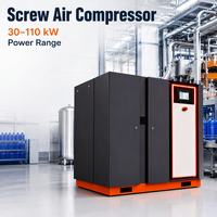 Compresseur d'air rotatif industriel Umwair 75 kW 8 bars, type split avec sécheur frigorifique pour usine d'embouteillage de boissons