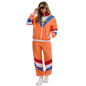 Survêtement Femme Rayé Orange Bleu Rouge Style Vintage Léger Décontracté pour Fête et Spectacle S-XXL - Product Image 3