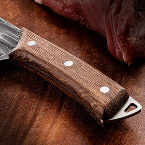 Cuchillo de cocina con mango de madera y cabeza redonda, 3.0 mm de grosor, cuchillo de doble propósito (para picar y rebanar), ABS afilado, apto para ambos usos. - Product Image 3