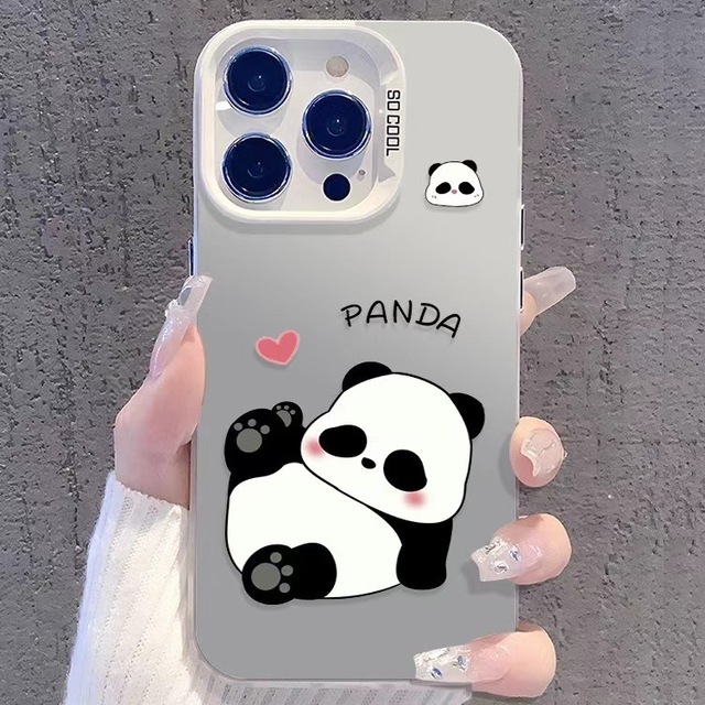 Love Panda Print Durable Phone case Suitable for iPhone 17 16 15 14 Pro Max Shockproof Back Cover Phone Accessories