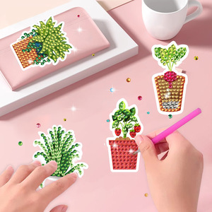 ホットサボテン鉢植えDIYステッカーウォールステッカー手作りデカール5Dクリスタルダイヤモンドステッカー - Product Image 3