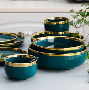 Ceramic Dinner Plates <b>Dinnerware</b> Set Dishes Luxury Green Food Plate Set Salad Soup Bowl Plate and Bowls Set for Restaurant Hotel - Product Image 2