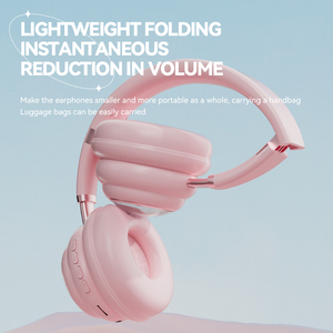 <strong>Pink</strong> Cat Spacecraft Special Cute Handfree Headset with Heavy Bass Gaming Wireless Over-ear Head Phone for Kid-safe <strong>Headphones</strong>