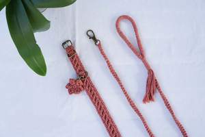 Hecho a mano Boho <span class=keywords><strong>Crochet</strong></span> Pattern Boho Macrame perro inteligente cojín cuello <span class=keywords><strong>Collar</strong></span> y correa Set con hebilla de zinc - Product Image 4