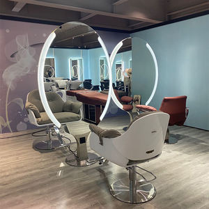 Station de <span class=keywords><strong>salon</strong></span> de coiffure de luxe, miroir rond de maquillage, <span class=keywords><strong>salon</strong></span> de beauté - Product Image 2