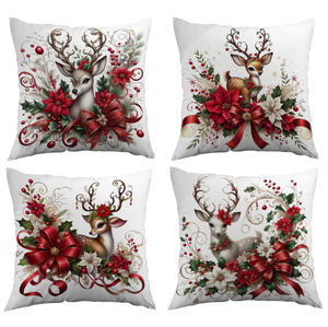 Housse de coussin de <span class=keywords><strong>voiture</strong></span> personnalisable en polyester à fermeture éclair, motif renne carré, thème Noël moderne, très esthétique et populaire - Product Image 5