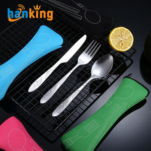 Ensemble de couverts Ehanking, couteau, fourchette et cuillère en acier inoxydable portables, vaisselle lavable avec sac de rangement pour couverts de voyage - Product Image 3