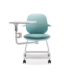 Comfortable Lumbar Support Movable Meeting Office Writing <b>Table</b> Folding Training <b>Chair</b> With Storage - Product Image 1