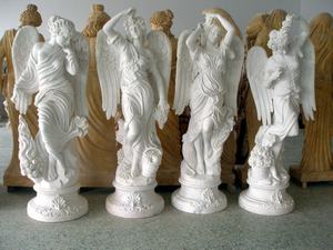 <span class=keywords><strong>Femmes</strong></span> blanches et beiges grande <span class=keywords><strong>sculpture</strong></span> d'ange humain vif en marbre d'art - Product Image 6