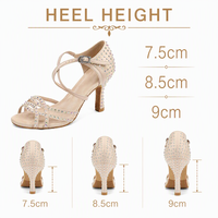 Chaussures de danse latine pour femmes en satin beige avec doublure en coton respirant, nouveau style hiver 2026, chaussures de mariage et de soirée