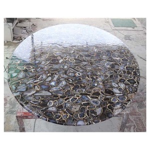 Grey Agate Solid <b>Stone</b> <b>Table</b> <b>Top</b> - Product Image 1