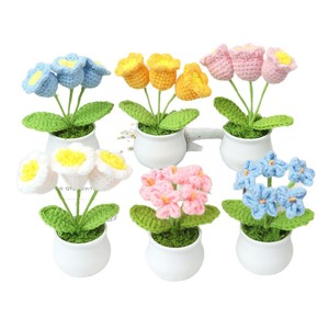 Hand Knitted Wool <b>Artificial</b> <b>Flower</b> Potted Plants Sunflower Lily of Valley Forget Me Not Home Decor Wedding Photography Props - Product Image 5
