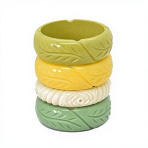 Ensembles de bracelets en résine céramique sculptée, motif végétal, colorés, tendance, unisexes, empilables, design classique et élégant - Product Image 1