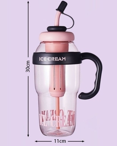 Alta belleza Big Mac Ice King taza <span class=keywords><strong>de</strong></span> agua 1300ml portátil con asa paja flor té taza <span class=keywords><strong>de</strong></span> plástico Lucky Belly Cup - Product Image 5