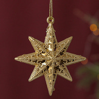 6 pendentifs muraux en métal doré en forme d'étoile à huit branches, mini décorations d'étoiles dorées pour les décorations de sapin de Noël