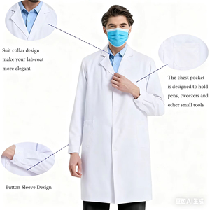 Blouse médicale blanche respirante, légère, durable et confortable avec poignets élastiques et fermeture ajustable - Product Image 5