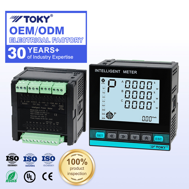High Accuracy Industrial Smart Power Meter Three-Phase with RS485 and 2 Alarm Outputs