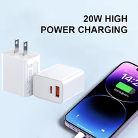 Pengisi Daya Dinding Ponsel Portabel Pengisian Cepat PD 20W Tipe-C & USB-A Bersertifikasi ETL&FCC