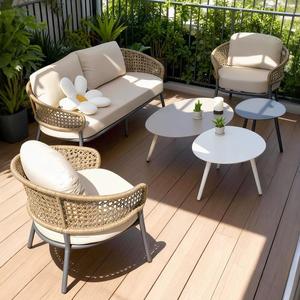 Outdoor <b>Garden</b> <b>Set</b> Aluminum Frame Woven <b>Garden</b> Rattan <b>Set</b> for Waterproof Sunscreen Courtyard Balcony Villa - Product Image 1