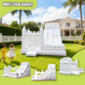Château gonflable de mariage blanc QY Built, château gonflable à sauter, fosse à balles, toboggan aquatique gonflable, garantie de 3 ans, installation facile - Product Image 4