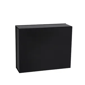 Wholesale Black Foldable Magnetic Closure Lid Flip Clothing Food Packaging Ready To Ship Folding Gift Box