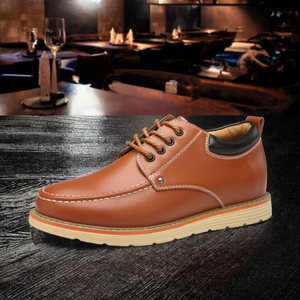 Chaussures de <span class=keywords><strong>mariage</strong></span> en cuir véritable à lacets, nouveau modèle YT, respirantes, augmentant la taille, chaussures habillées décontractées pour hommes, automne - Product Image 3