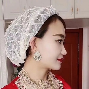 Sombrero de mujer vintage de tela de malla con perlas, transpirable y ecológico para todas las estaciones - Product Image 1