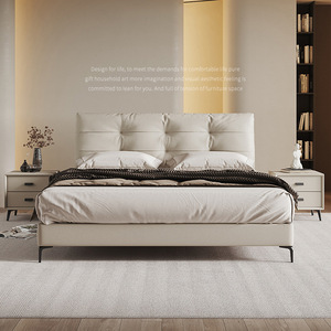 Lit rembourré Mantianfei, taille King, en cuir véritable, chambre principale, lit féerique luxueux - Product Image 2