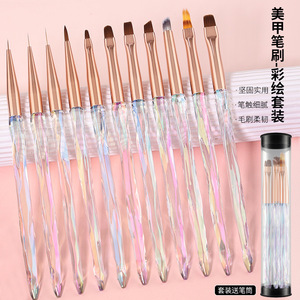 11Pcs Nail Art Liner <b>Brush</b> Set Acrylic Handle Ombre Gel Painting Pen Clear Nail <b>Brush</b> OEM ODM - Product Image 3