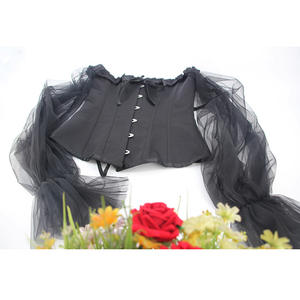 Corsés de mujer Elegante fuera del hombro Malla transparente Manga larga con cordones Corsé deshuesado Bustier - Product Image 6