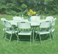 Tables de fête en plastique rondes semi-pliantes d'extérieur en HDPE blanches de 4 pi x 6 pi