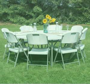 Mesas de Fiesta Redondas de Plástico HDPE Blancas para Exteriores, Semi-Plegables, de 4 y 6 Pies - Product Image 5