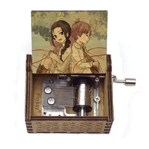 Good sale craft wooden hand crank diy song Isabellas Lullaby music box personalized gifts for The promised neverland 35